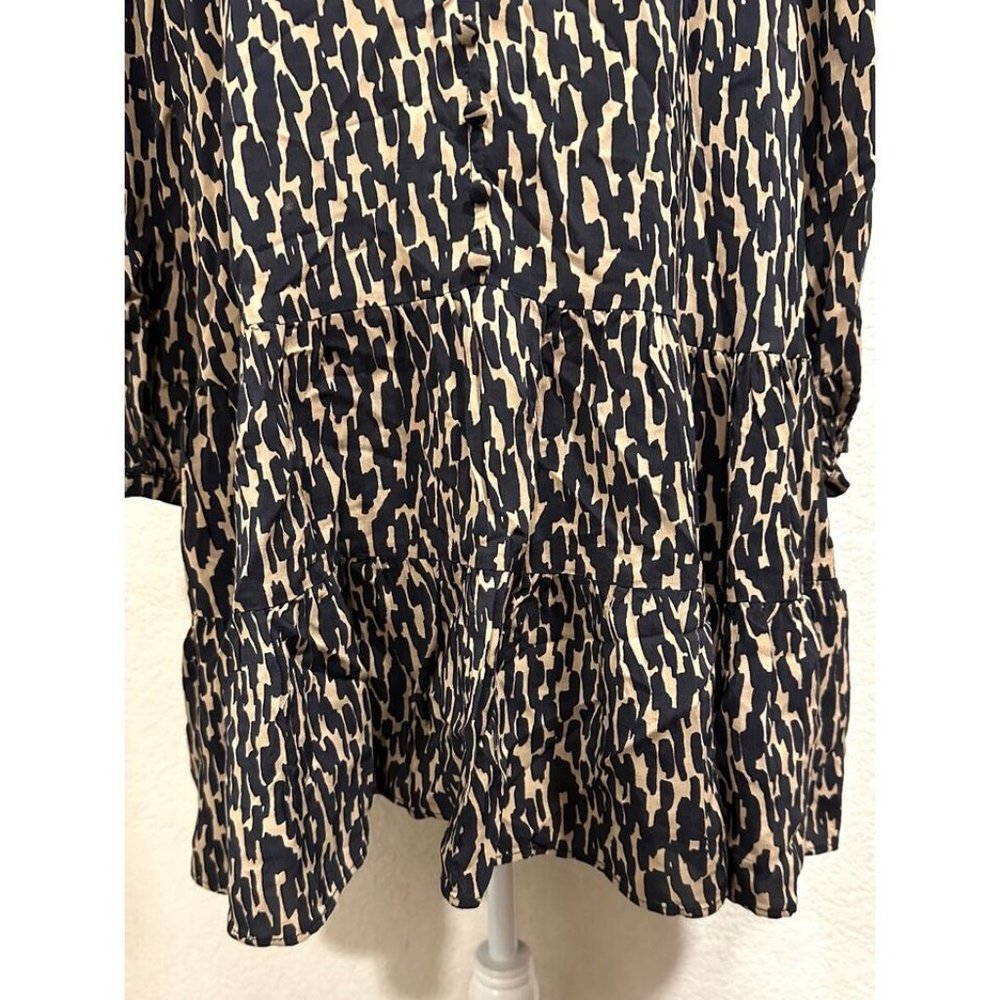 Zara "The Claris" Leopard Print Button Front Ruff… - image 4